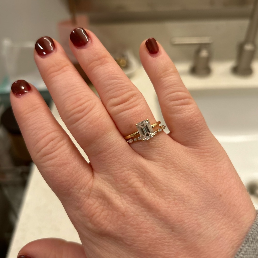 14k Yellow Gold Moissanite Engagement Ring & Wedding Band Set